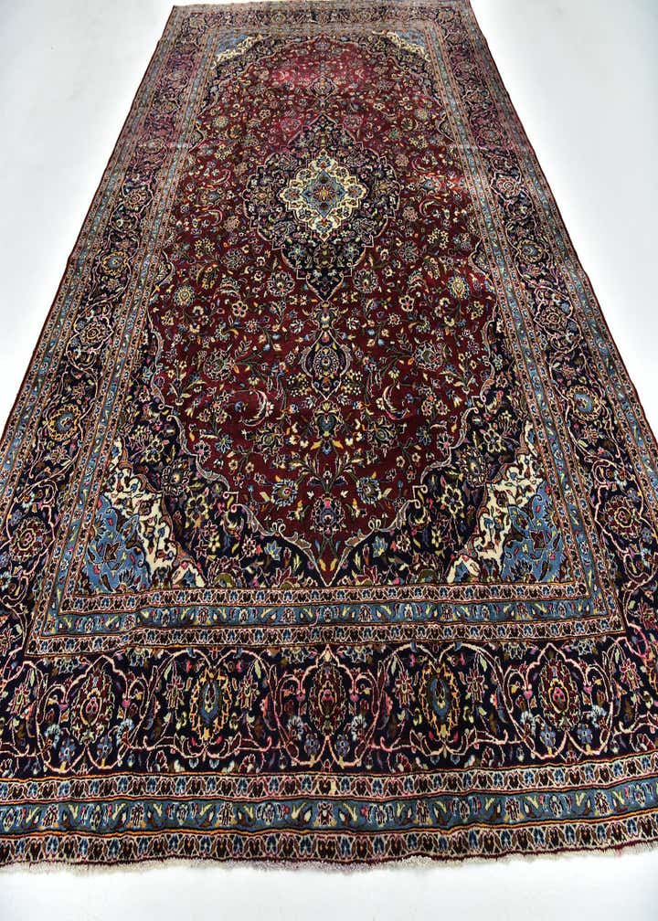 9' 8 x 13' 5 Hand Knotted Kashan Persian Wool Rug