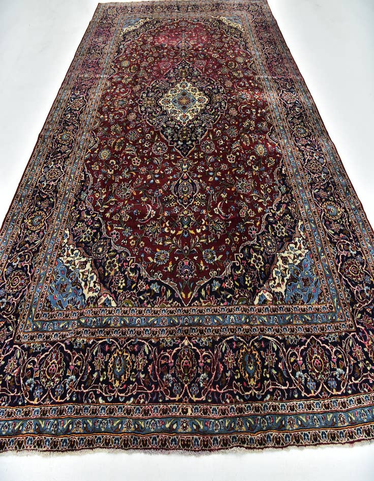 Detail image of 9' 8 x 13' 5 Hand Knotted Kashan Persian Wool Rug