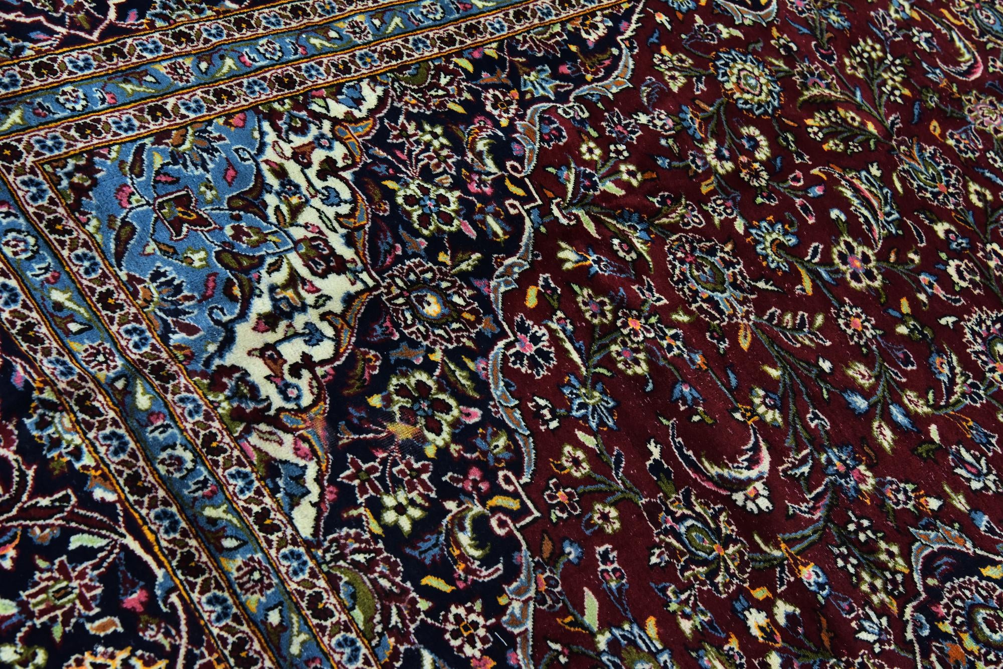 9' 8 x 13' 5 Hand Knotted Kashan Persian Wool Rug