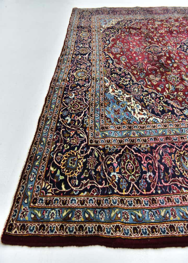 9' 8 x 13' 5 Hand Knotted Kashan Persian Wool Rug