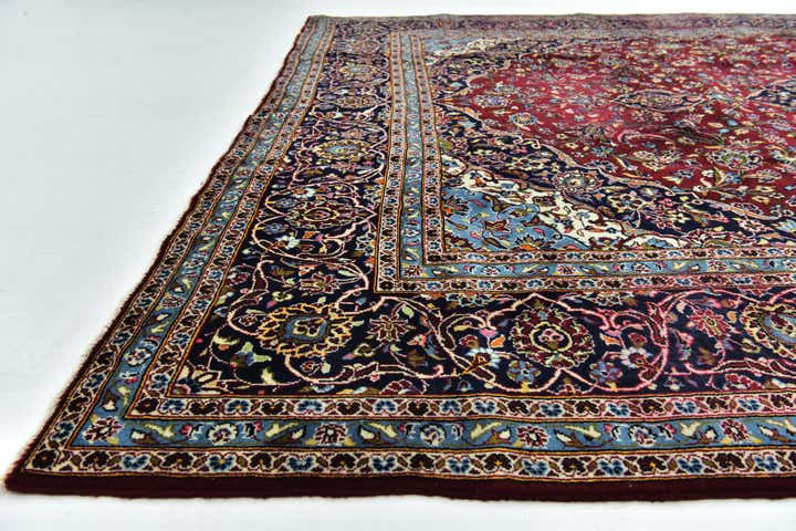 9' 8 x 13' 5 Hand Knotted Kashan Persian Wool Rug
