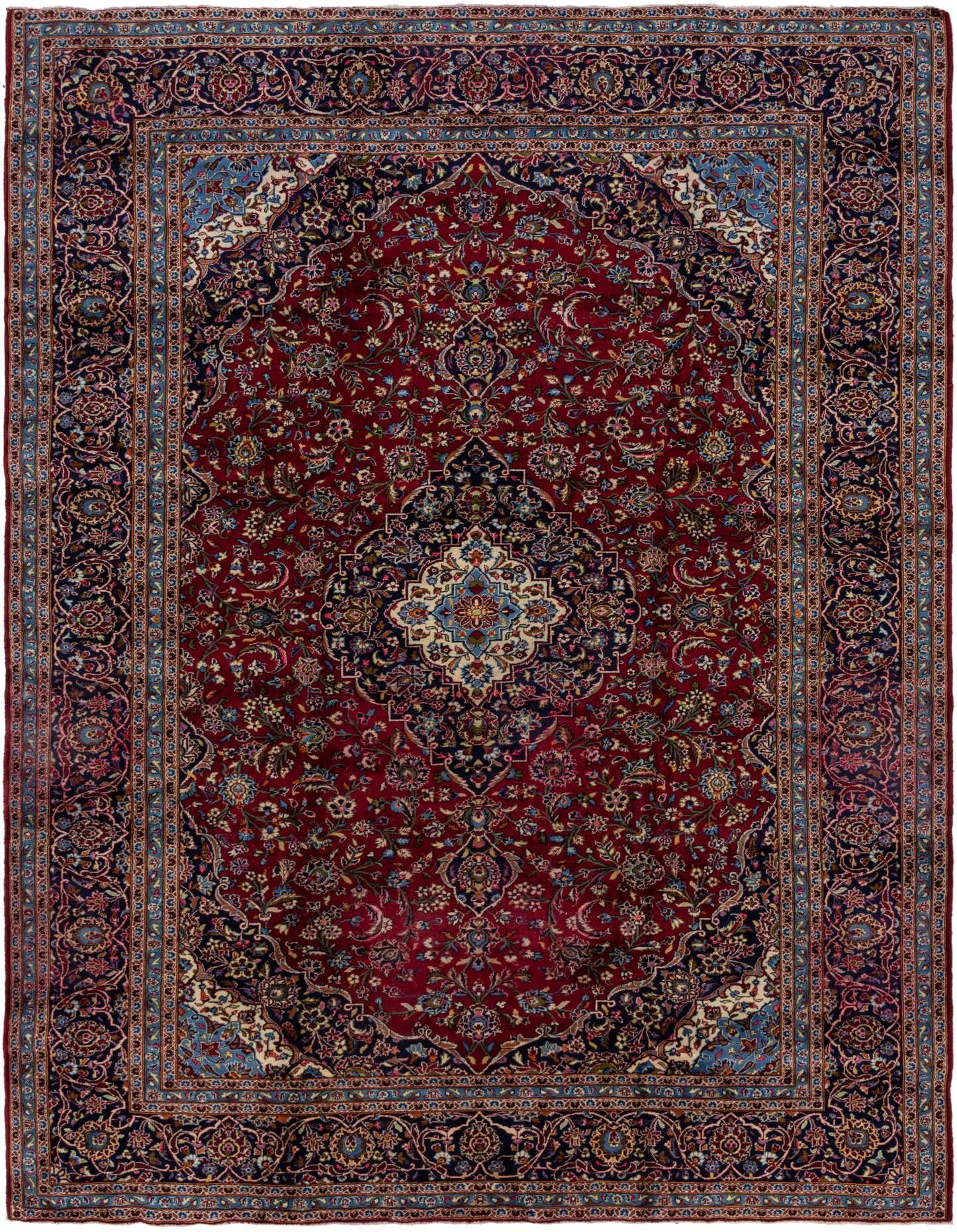 9' 8 x 13' 5 Hand Knotted Kashan Persian Wool Rug