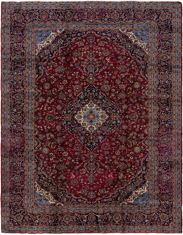 Detail image of 9' 8 x 13' 5 Hand Knotted Kashan Persian Wool Rug