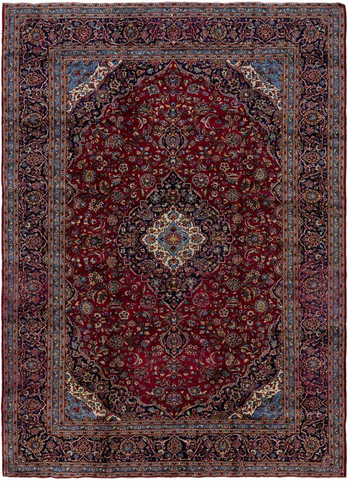 Detail image of 9' 8 x 13' 5 Hand Knotted Kashan Persian Wool Rug