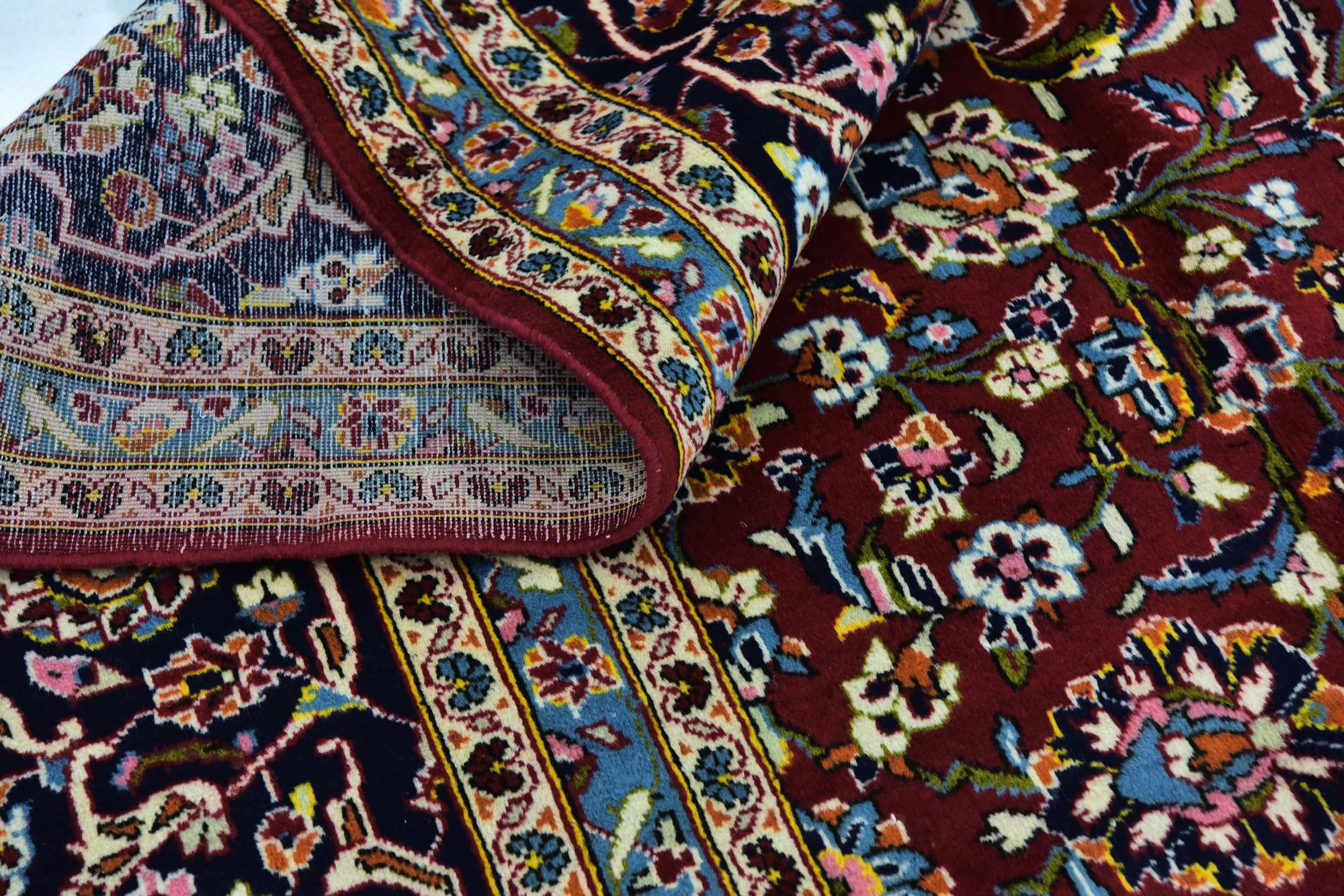 9' 7 x 13' 5 Hand Knotted Kashan Persian Wool Rug