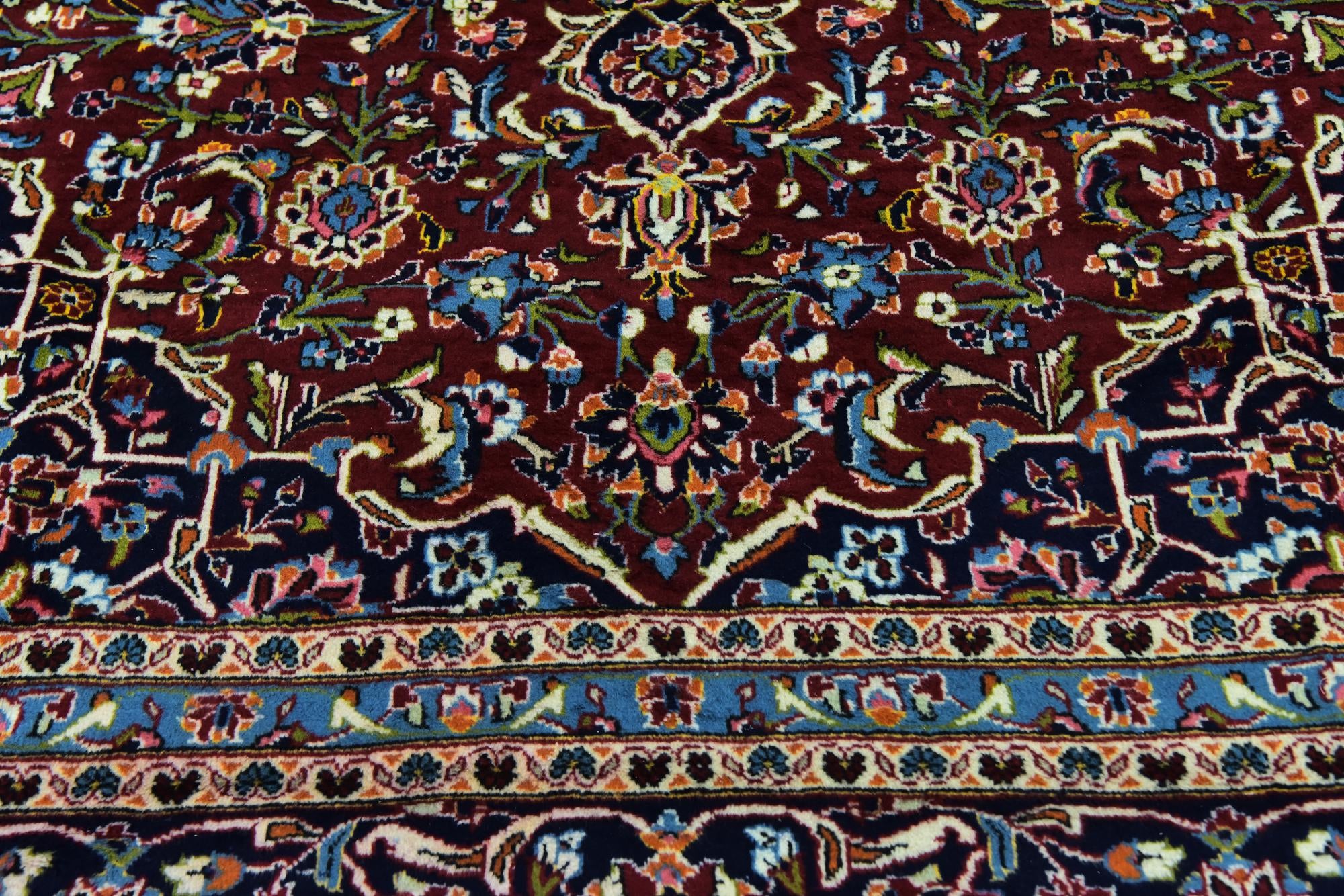 9' 7 x 13' 5 Hand Knotted Kashan Persian Wool Rug