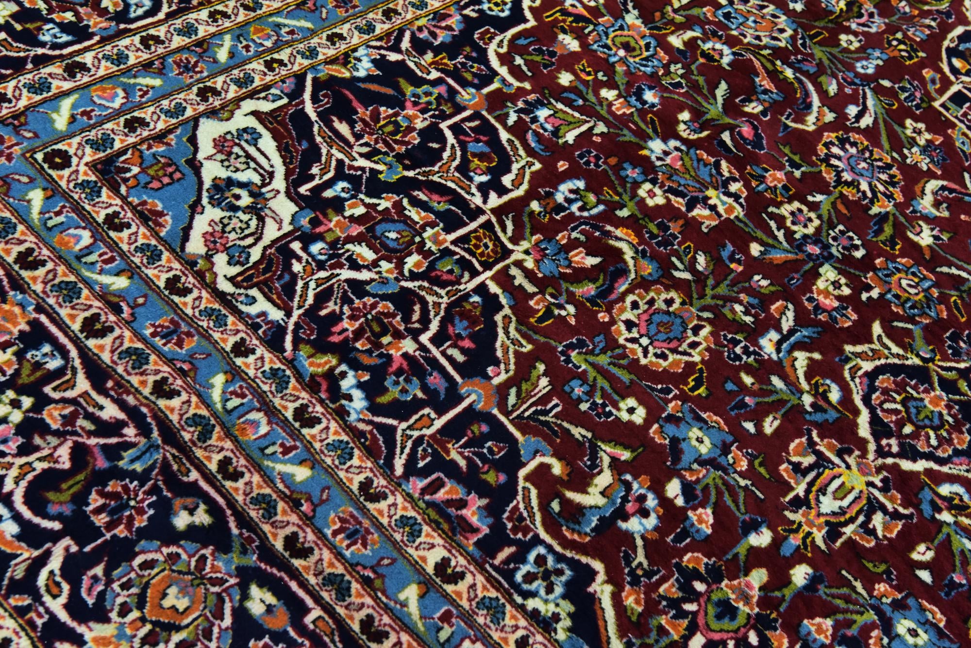 9' 7 x 13' 5 Hand Knotted Kashan Persian Wool Rug