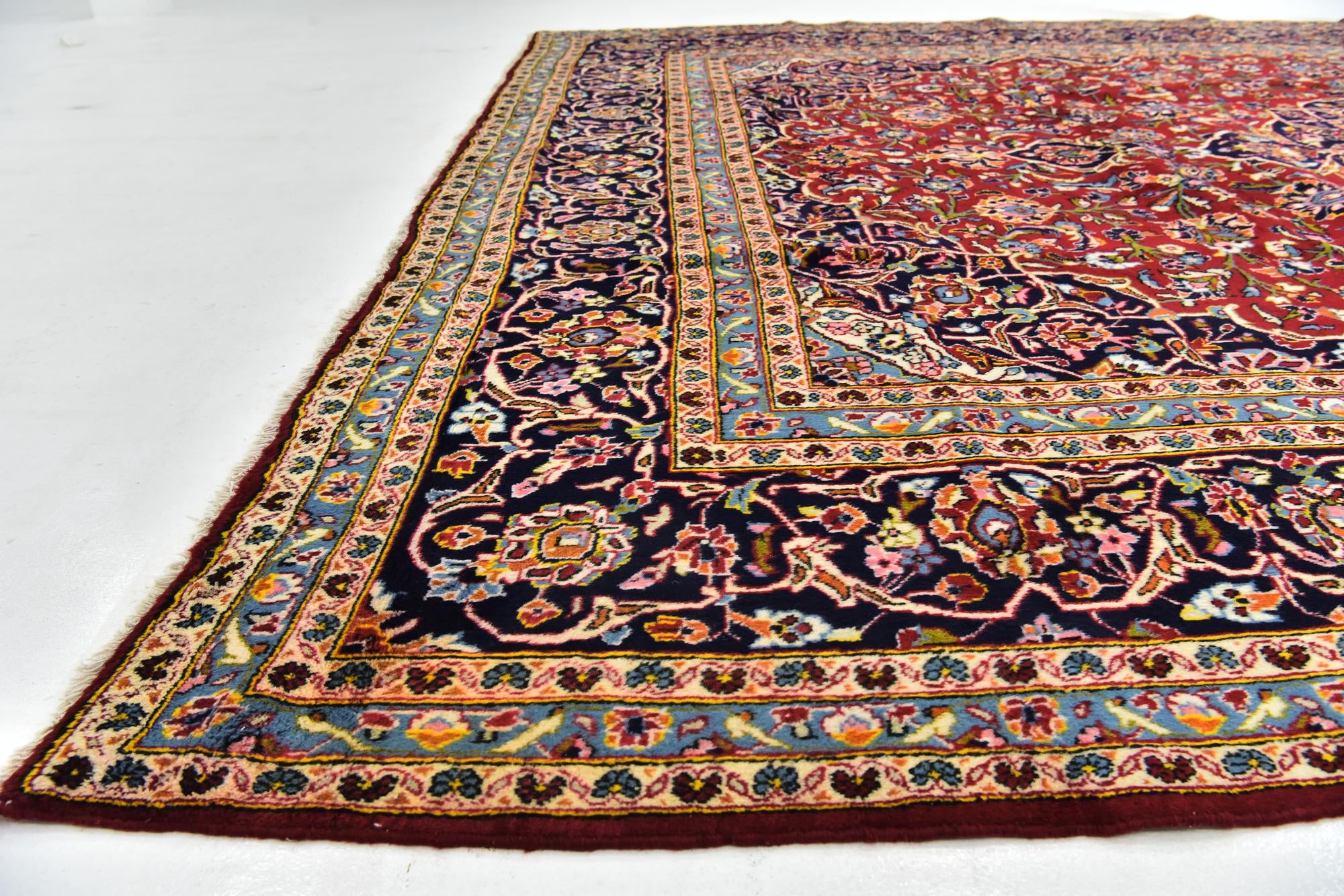 9' 7 x 13' 5 Hand Knotted Kashan Persian Wool Rug