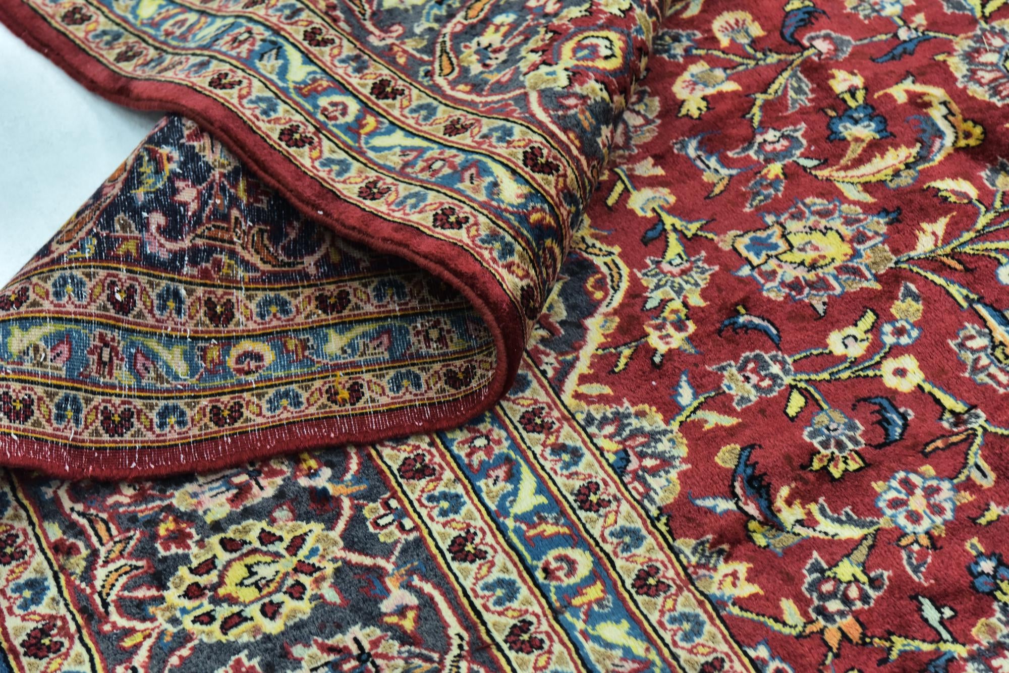 9' 7 x 13' Hand Knotted Kashan Persian Wool Rug
