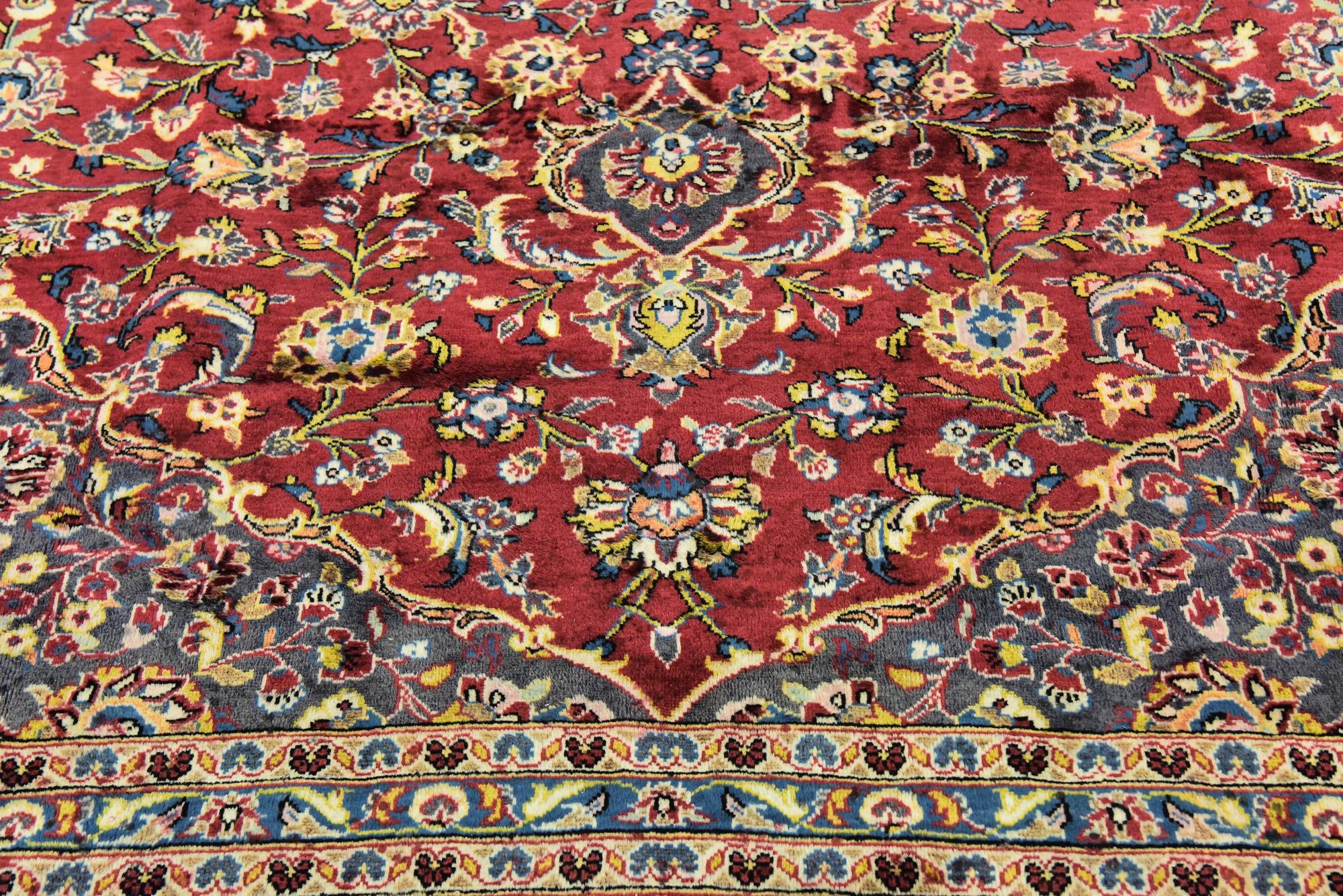 9' 7 x 13' Hand Knotted Kashan Persian Wool Rug