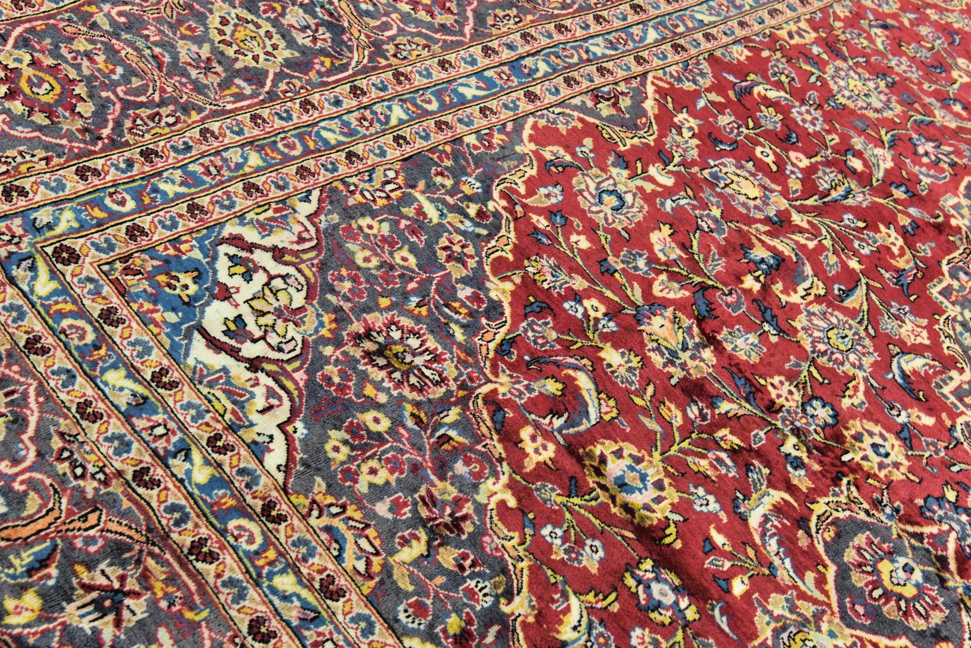 9' 7 x 13' Hand Knotted Kashan Persian Wool Rug