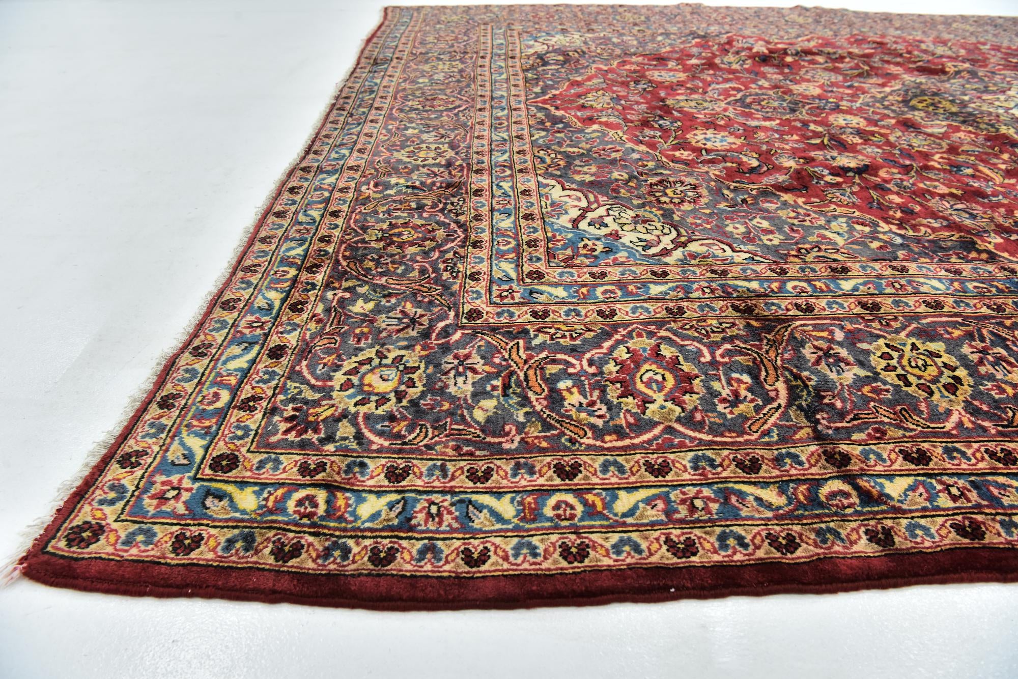 9' 7 x 13' Hand Knotted Kashan Persian Wool Rug
