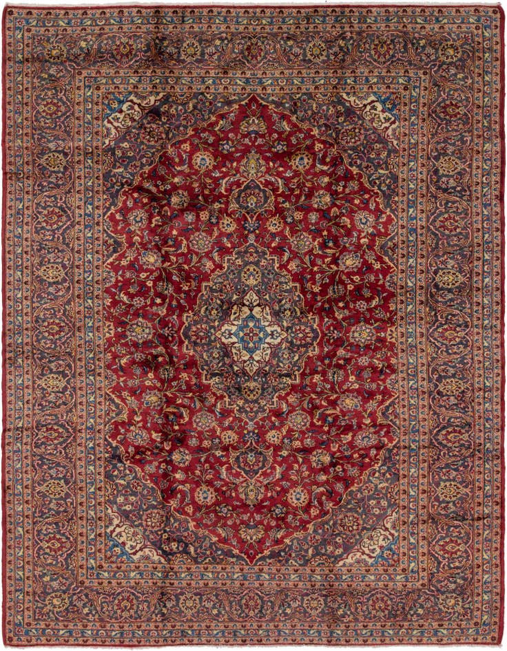 Detail image of 9' 7 x 13' Hand Knotted Kashan Persian Wool Rug