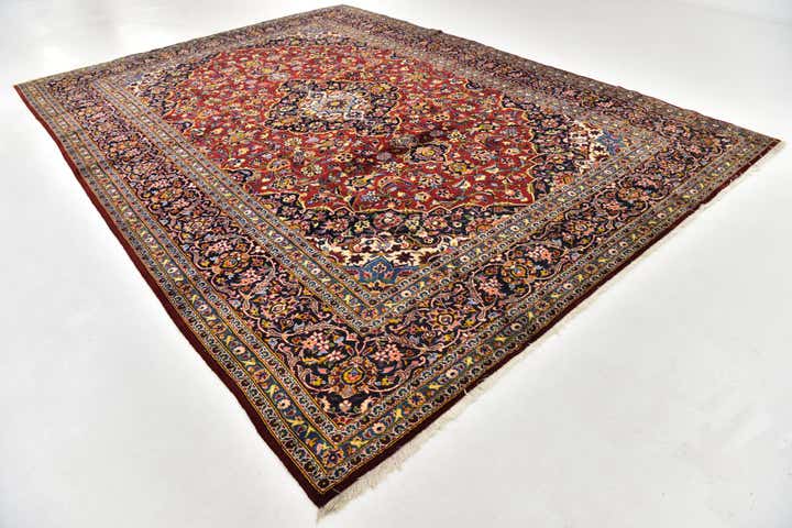9' 7 x 13' Hand Knotted Kashan Persian Wool Rug