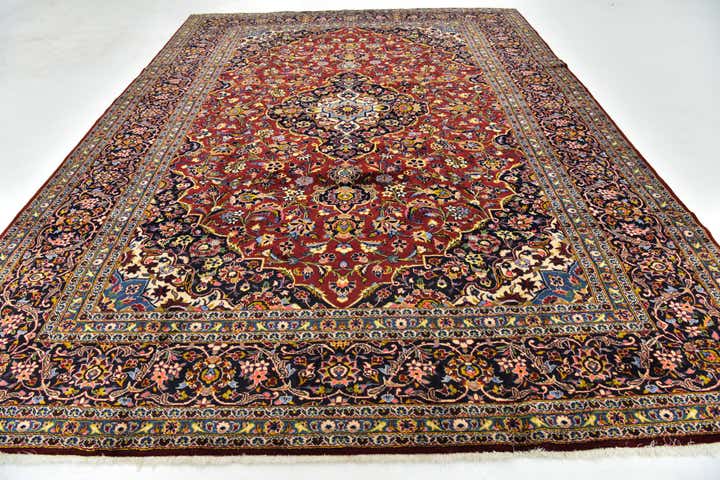 9' 7 x 13' Hand Knotted Kashan Persian Wool Rug