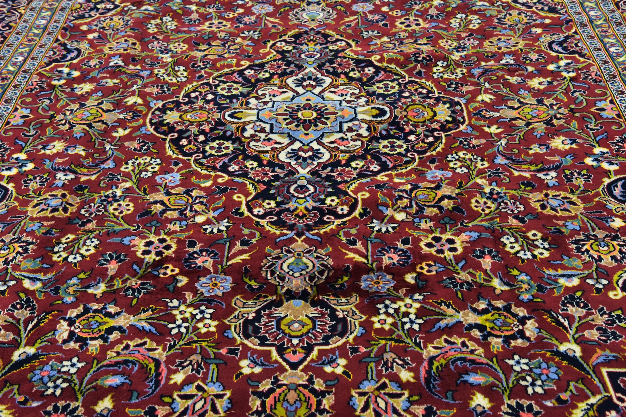 9' 7 x 13' Hand Knotted Kashan Persian Wool Rug