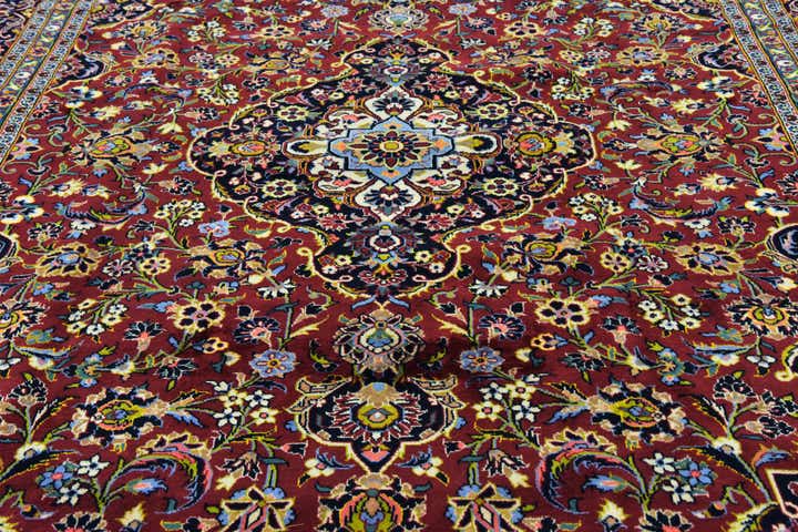 9' 7 x 13' Hand Knotted Kashan Persian Wool Rug