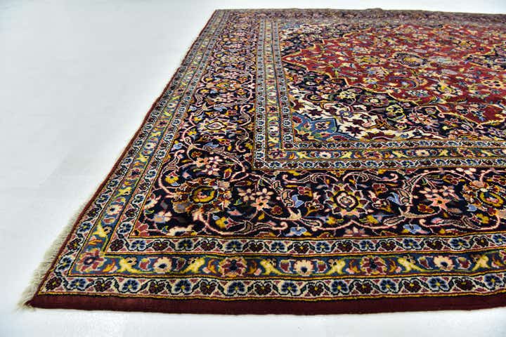 9' 7 x 13' Hand Knotted Kashan Persian Wool Rug