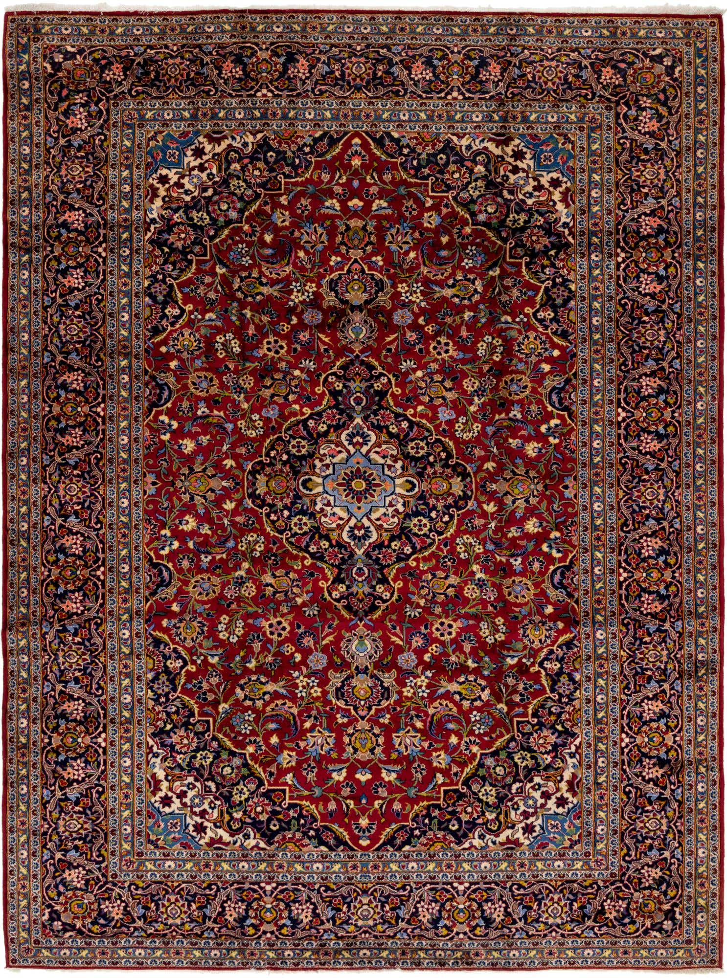 9' 7 x 13' Hand Knotted Kashan Persian Wool Rug