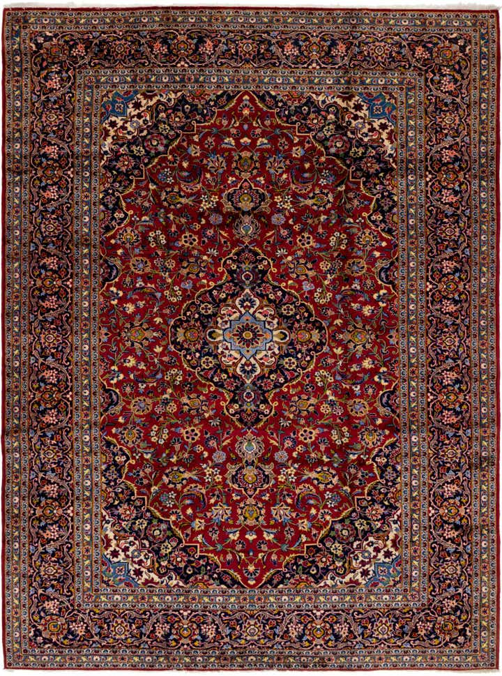 9' 7 x 13' Hand Knotted Kashan Persian Wool Rug