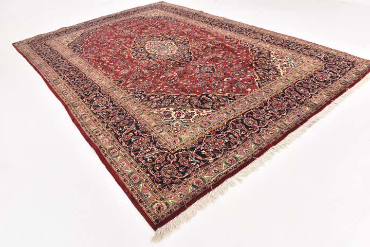 9' 9 x 13' 5 Hand Knotted Kashan Persian Wool Rug
