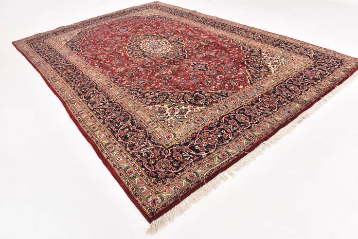 Detail image of 9' 9 x 13' 5 Hand Knotted Kashan Persian Wool Rug