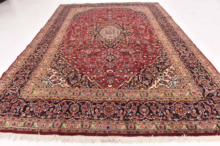 9' 9 x 13' 5 Hand Knotted Kashan Persian Wool Rug