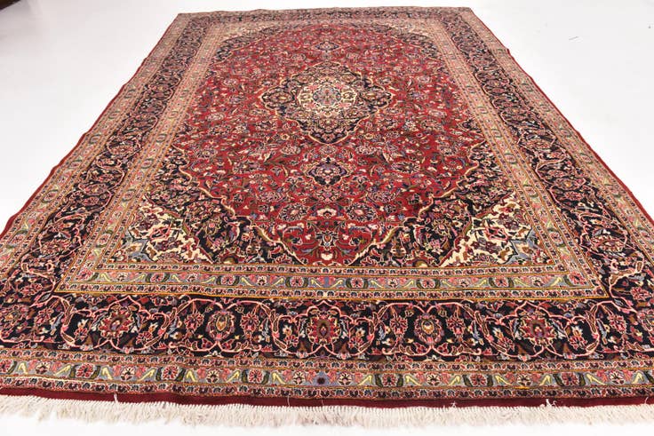 Detail image of 9' 9 x 13' 5 Hand Knotted Kashan Persian Wool Rug