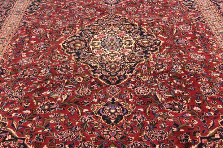 9' 9 x 13' 5 Hand Knotted Kashan Persian Wool Rug