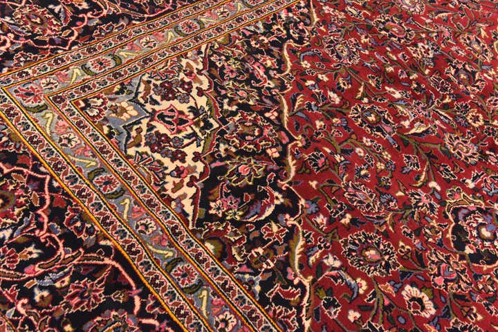 9' 9 x 13' 5 Hand Knotted Kashan Persian Wool Rug
