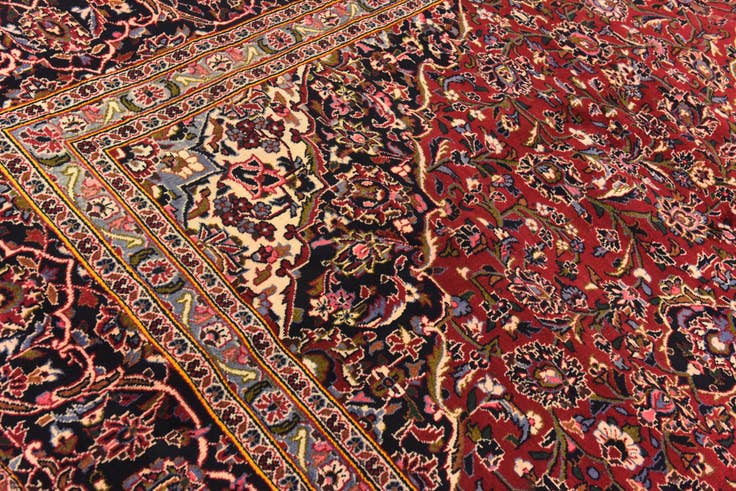 Detail image of 9' 9 x 13' 5 Hand Knotted Kashan Persian Wool Rug