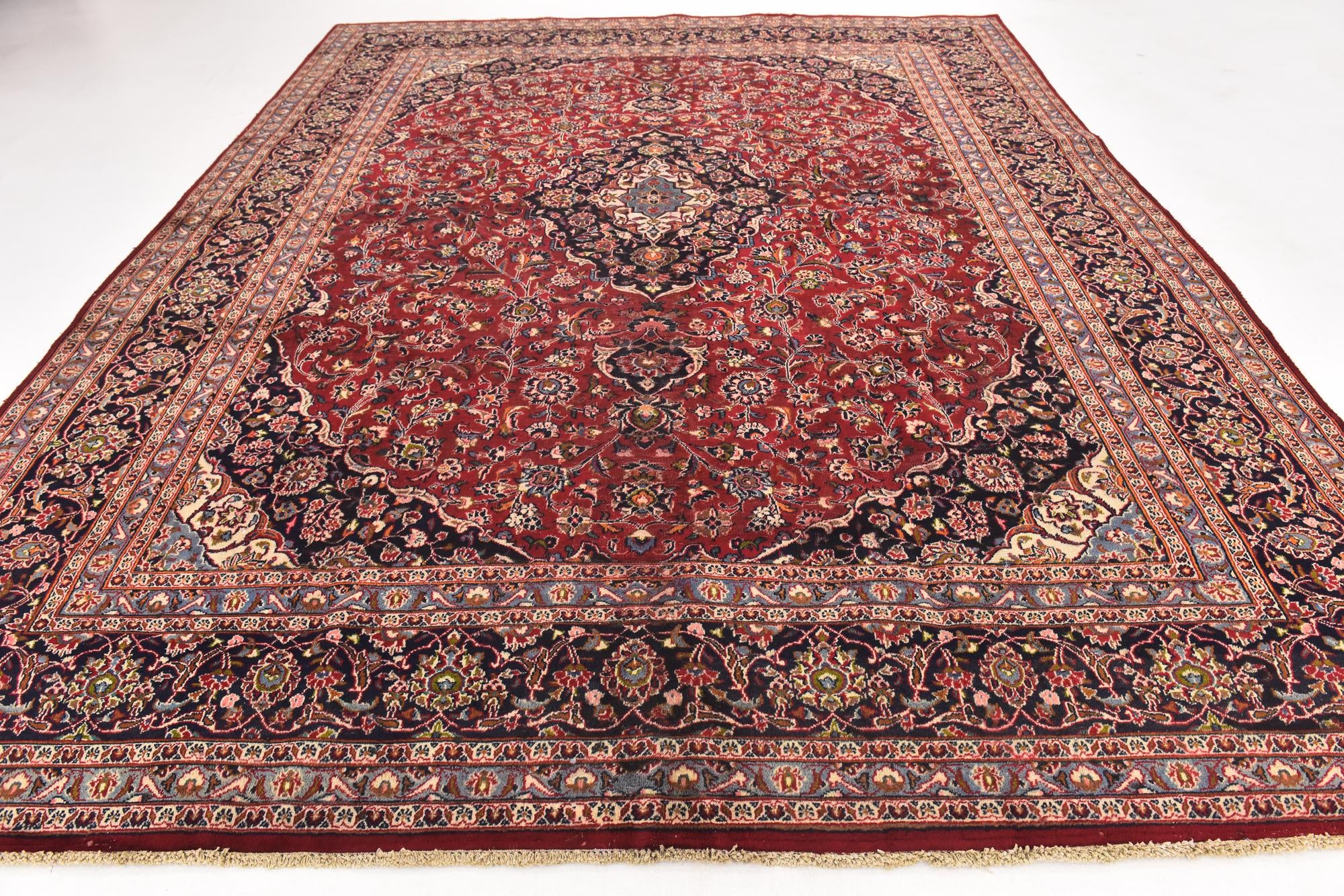 305cm x 385cm anudado a mano Kashan Alfombra Persa Lana