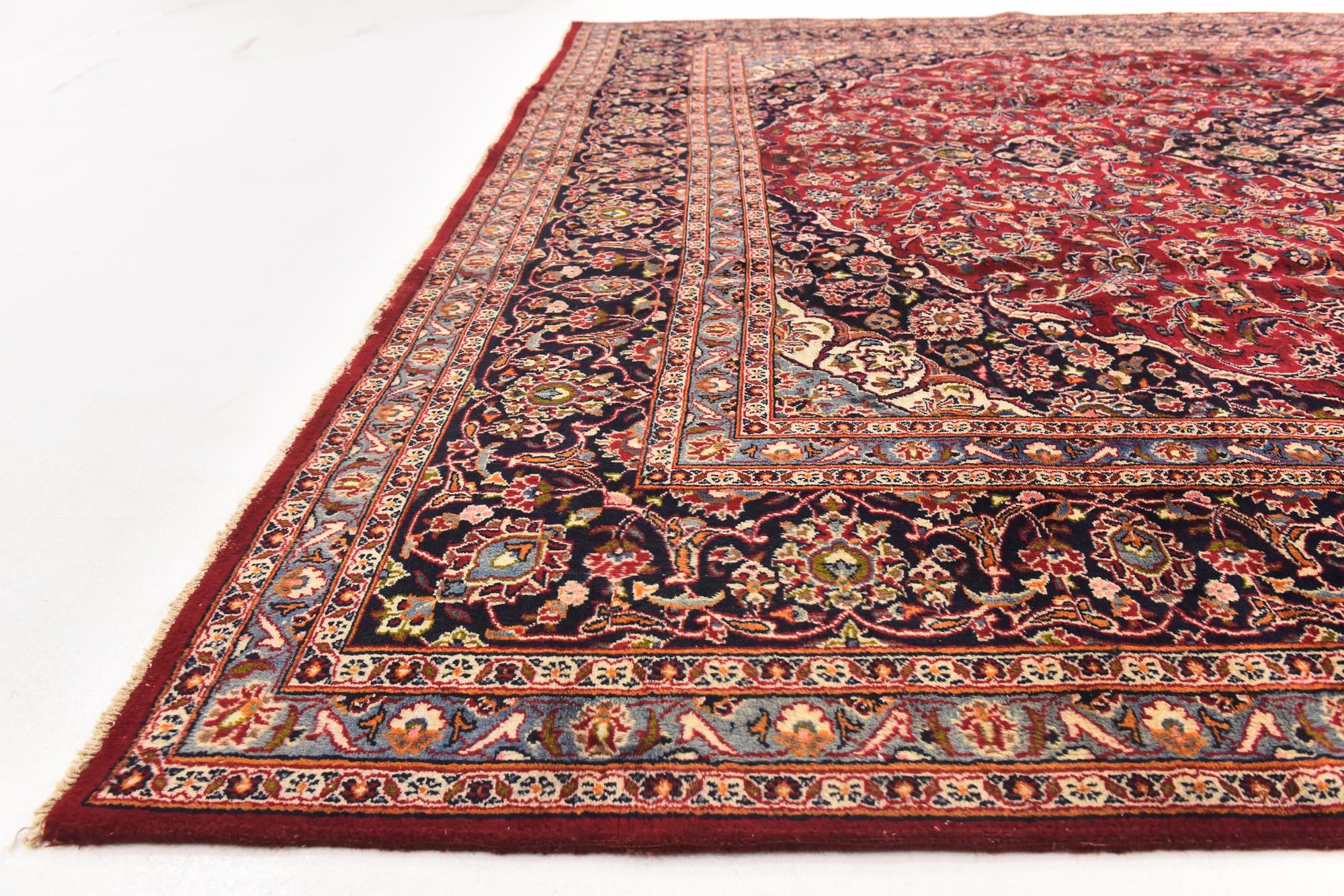 305cm x 385cm anudado a mano Kashan Alfombra Persa Lana