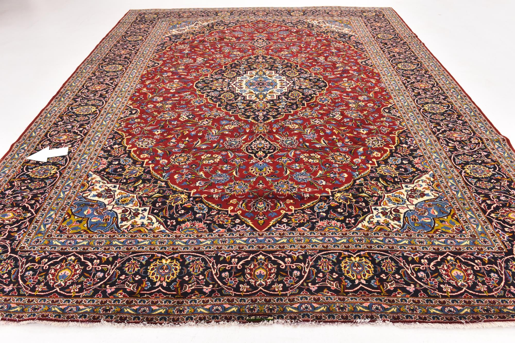 9' 8 x 12' 7 Hand Knotted Kashan Persian Wool Rug