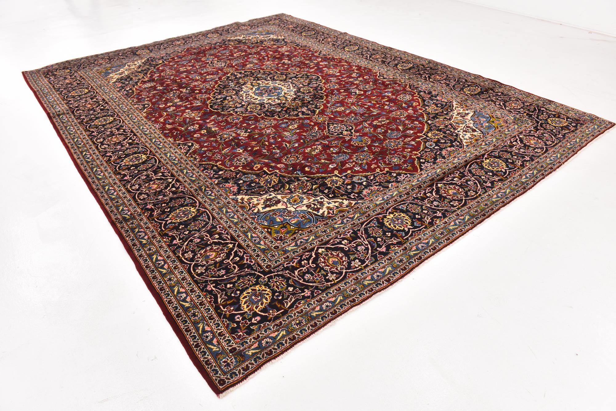 9' 8 x 12' 7 Hand Knotted Kashan Persian Wool Rug