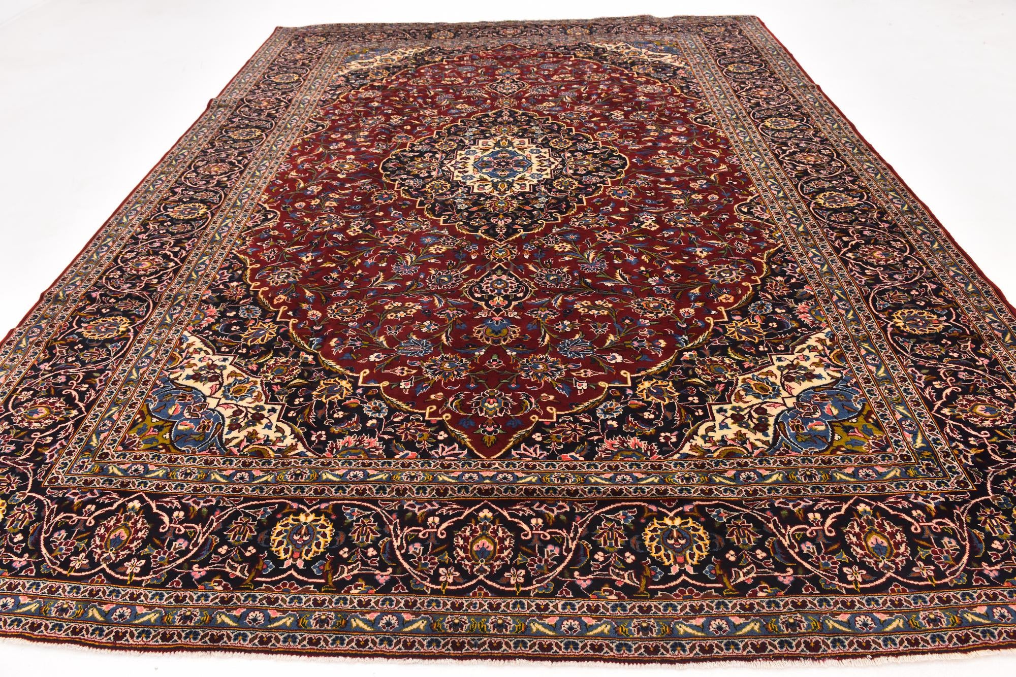 9' 8 x 12' 7 Hand Knotted Kashan Persian Wool Rug