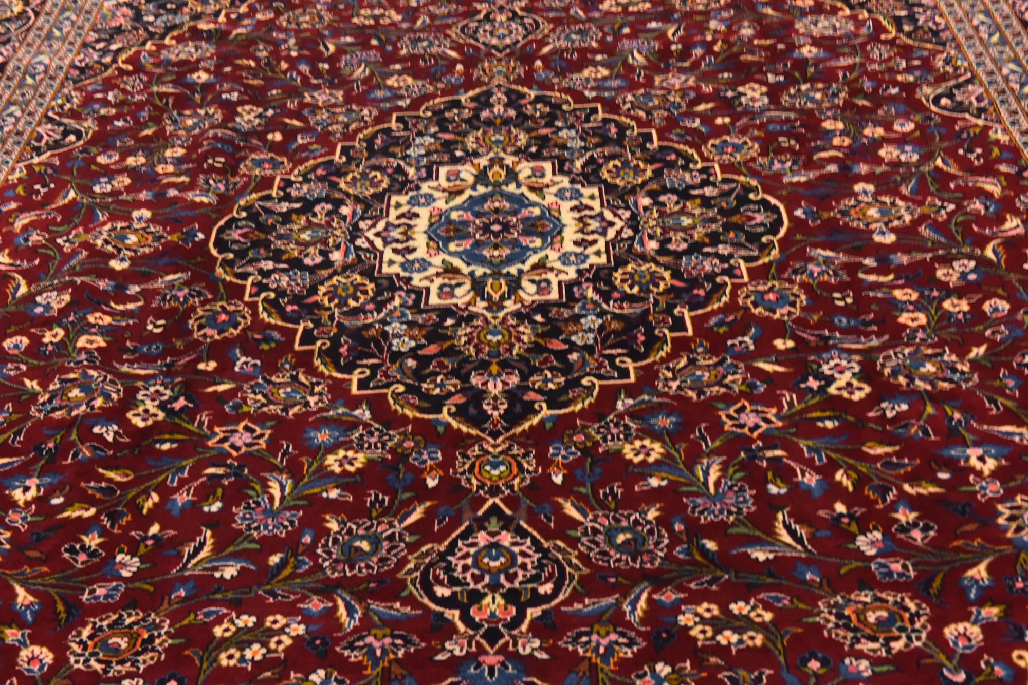 9' 8 x 12' 7 Hand Knotted Kashan Persian Wool Rug