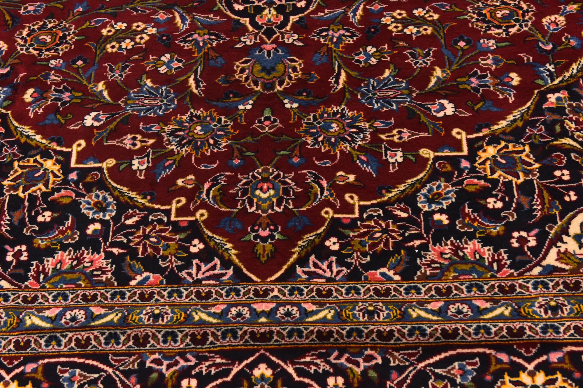 9' 8 x 12' 7 Hand Knotted Kashan Persian Wool Rug