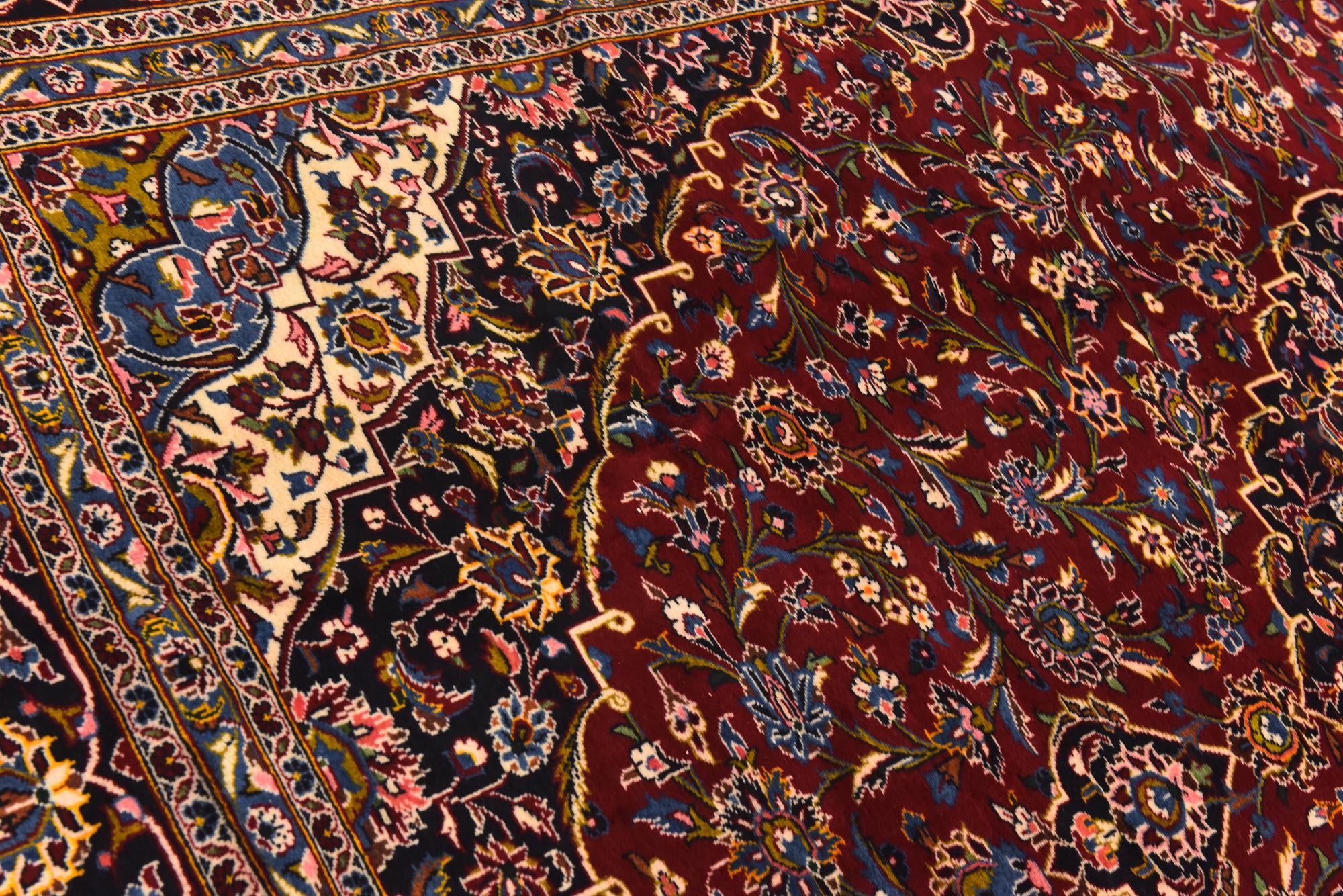 9' 8 x 12' 7 Hand Knotted Kashan Persian Wool Rug