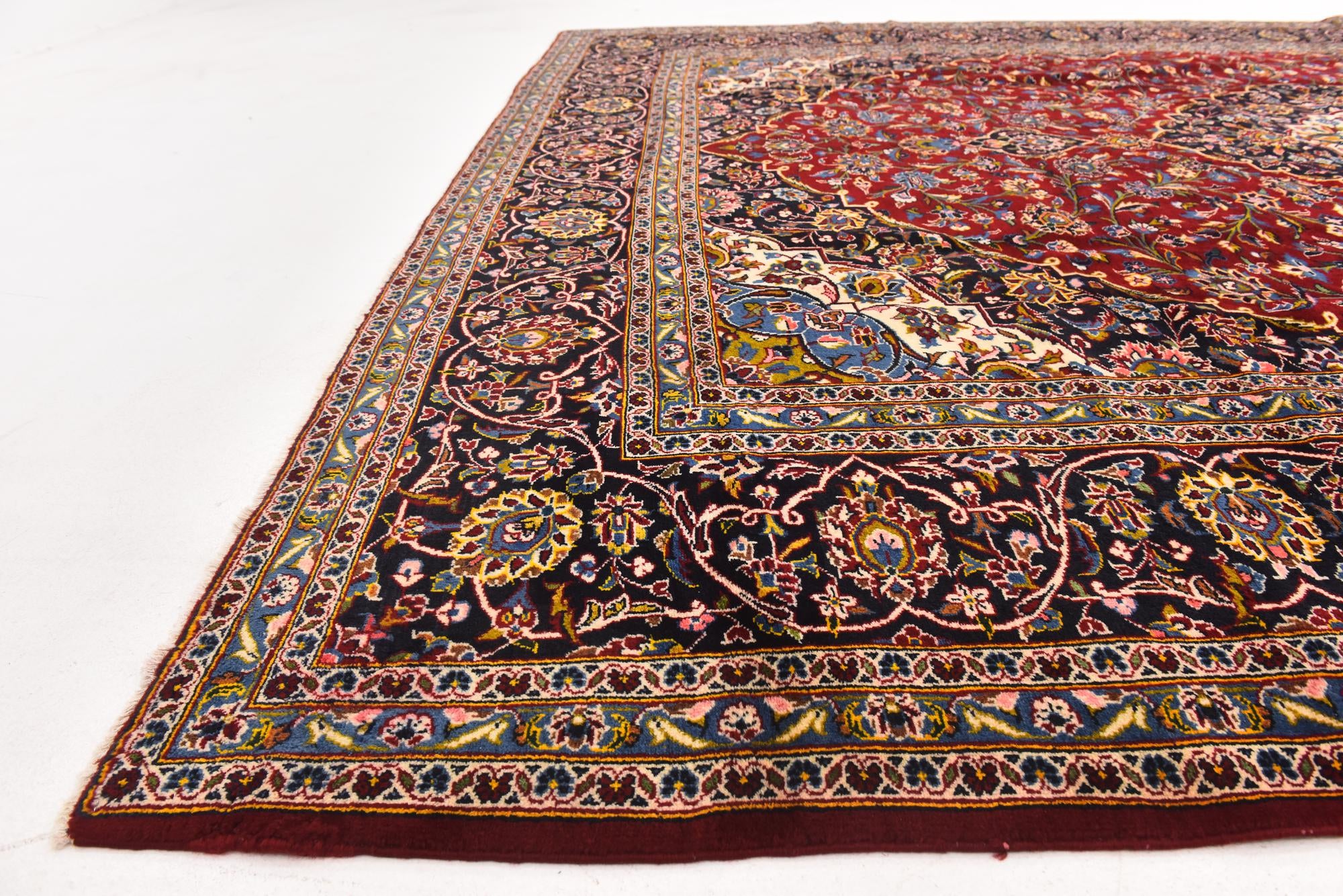 9' 8 x 12' 7 Hand Knotted Kashan Persian Wool Rug