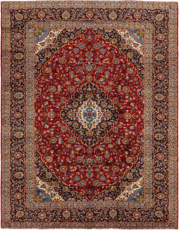 Detail image of 9' 8 x 12' 7 Hand Knotted Kashan Persian Wool Rug