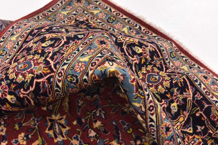 9' 7 x 12' 10 Hand Knotted Kashan Persian Wool Rug