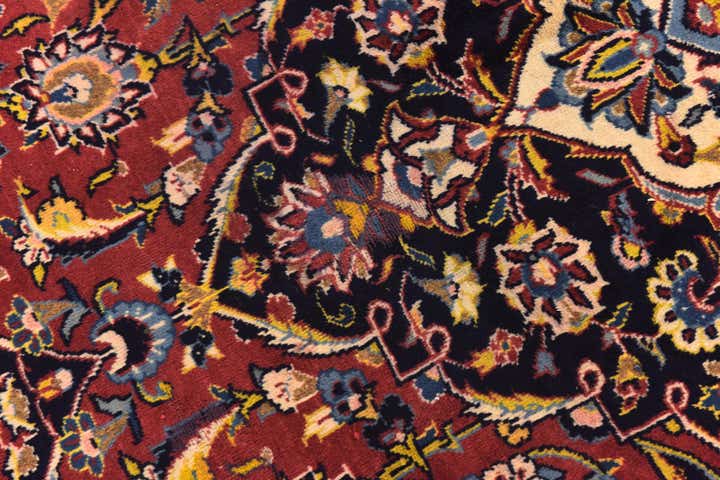9' 7 x 12' 10 Hand Knotted Kashan Persian Wool Rug