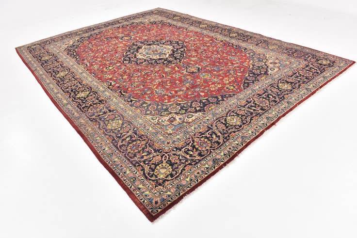 Detail image of 9' 7 x 12' 10 Hand Knotted Kashan Persian Wool Rug
