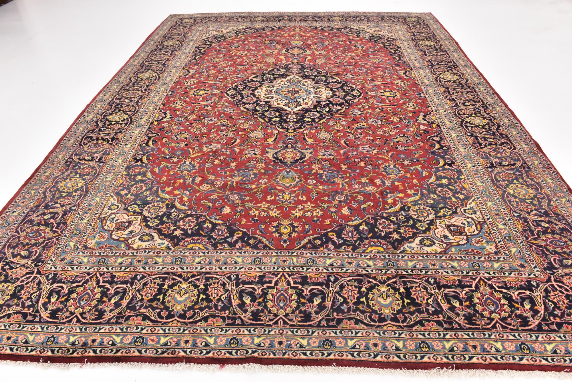290cm x 390cm anudado a mano Kashan Alfombra Persa Lana
