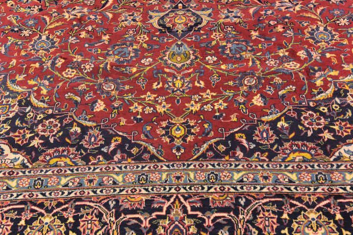 9' 7 x 12' 10 Hand Knotted Kashan Persian Wool Rug