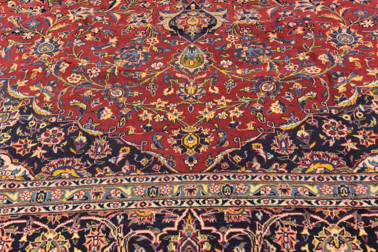 Detail image of 9' 7 x 12' 10 Hand Knotted Kashan Persian Wool Rug