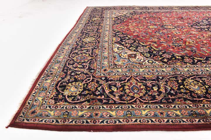 9' 7 x 12' 10 Hand Knotted Kashan Persian Wool Rug