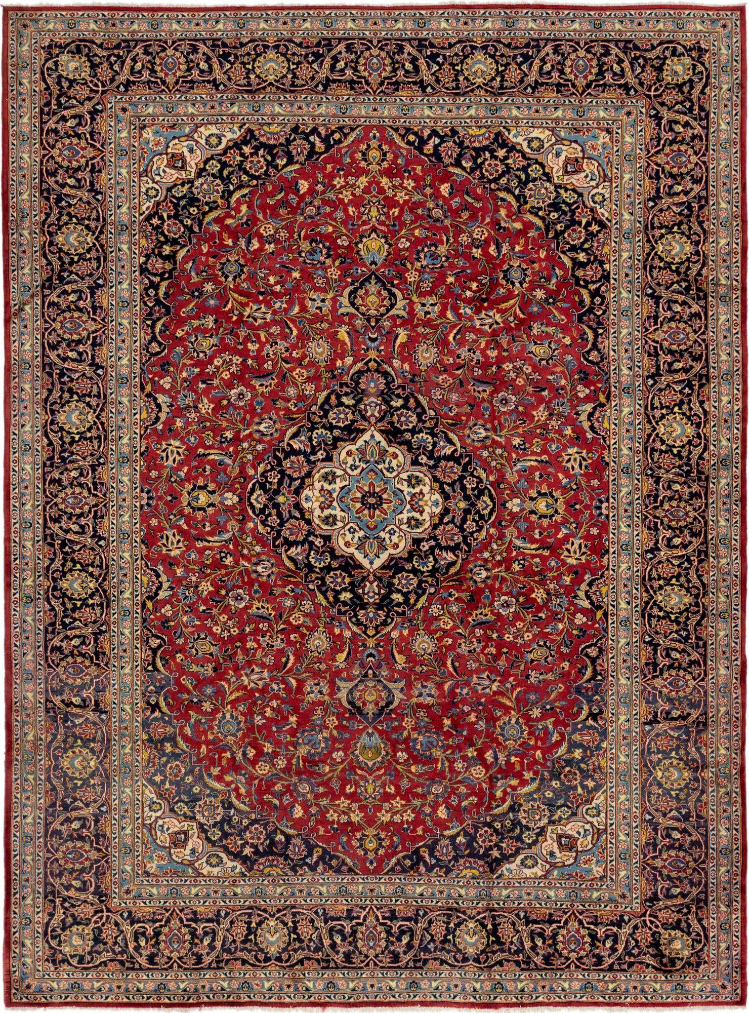 9' 7 x 12' 10 Hand Knotted Kashan Persian Wool Rug