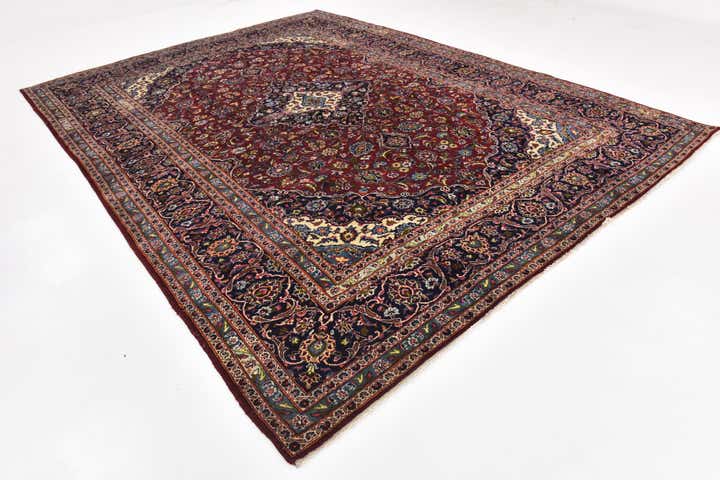 9' 8 x 13' 4 Hand Knotted Kashan Persian Wool Rug